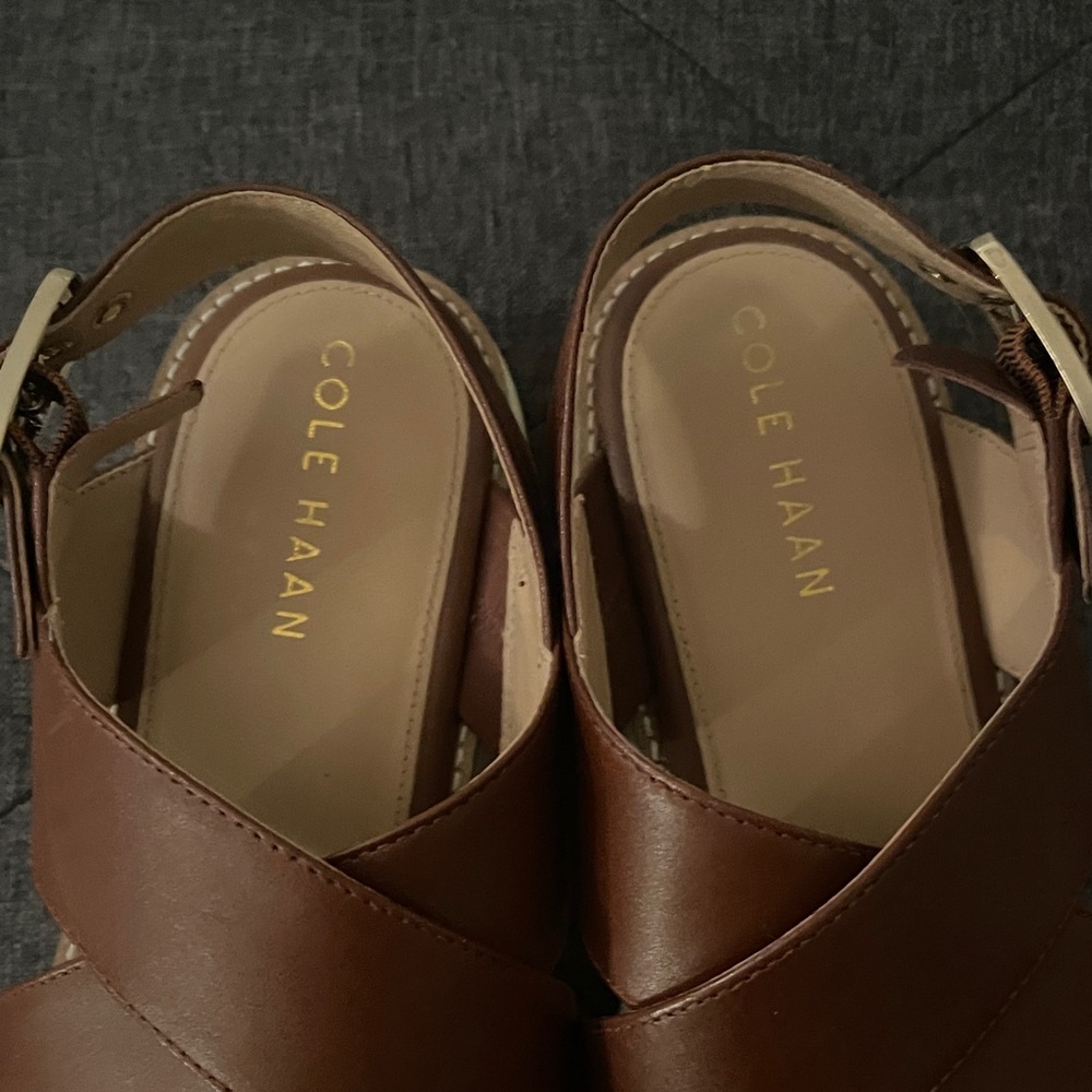 Cole Haan Brown Leather Sandals - Picture 4 of 6